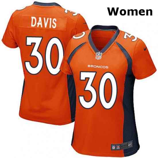 Womens Nike Denver Broncos 30 Terrell Davis Game Orange Team Color NFL Jersey